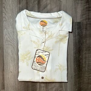 C&C California Rayon Palm Trees Short Sleeve Button Down - Medium